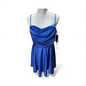 Royal Blue Satin MiniDress with Spaghetti Straps Jr. 16
